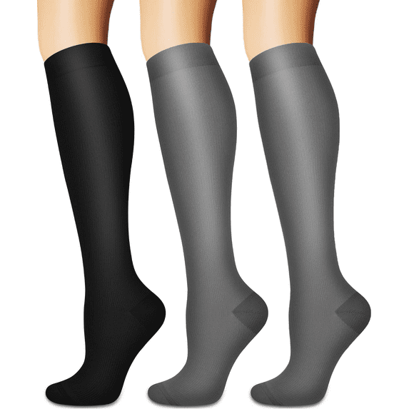 3 Pairs Medical Sport Compression Socks - 15-20mmhg Graduated Knee-High Support for Men & Women, Ideal for Soccer, Running, and Nurses