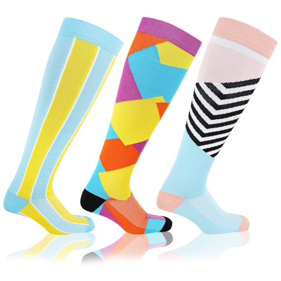 3 Pairs Medical Sport Compression Socks - 15-20mmhg Graduated Knee-High Support for Men & Women, Ideal for Soccer, Running, and Nurses
