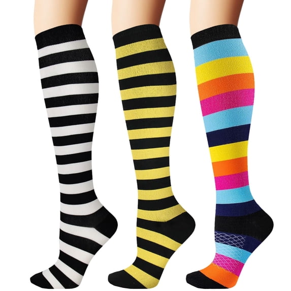 3 Pairs Medical Sport Compression Socks - 15-20mmhg Graduated Knee-High Support for Men & Women, Ideal for Soccer, Running, and Nurses