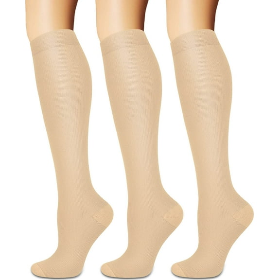 3 Pairs Medical Sport Compression Socks - 15-20mmhg Graduated Knee-High Support for Men & Women, Ideal for Soccer, Running, and Nurses