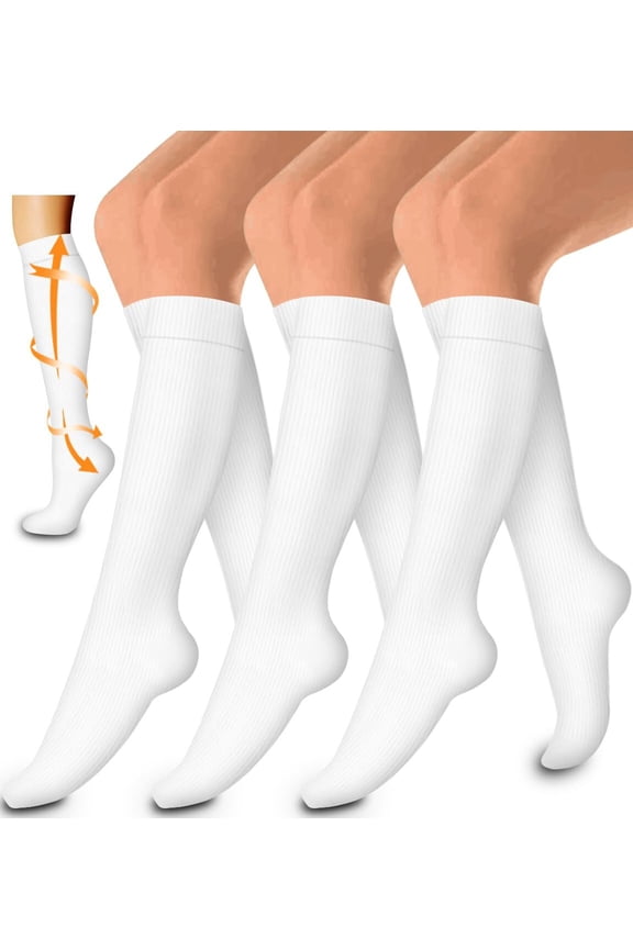 3 Pairs Medical Sport Compression Socks - 15-20mmhg Graduated Knee-High Support for Men & Women, Ideal for Soccer, Running, and Nurses