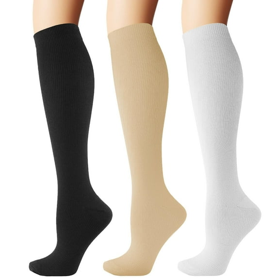 3 Pairs Medical Sport Compression Socks - 15-20mmhg Graduated Knee-High Support for Men & Women, Ideal for Soccer, Running, and Nurses