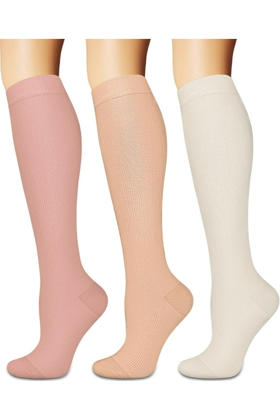 3 Pairs Medical Sport Compression Socks - 15-20mmhg Graduated Knee-High Support for Men & Women, Ideal for Soccer, Running, and Nurses