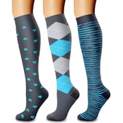 3 Pairs Medical Sport Compression Socks - 15-20mmhg Graduated Knee-High Support for Men & Women, Ideal for Soccer, Running, and Nurses