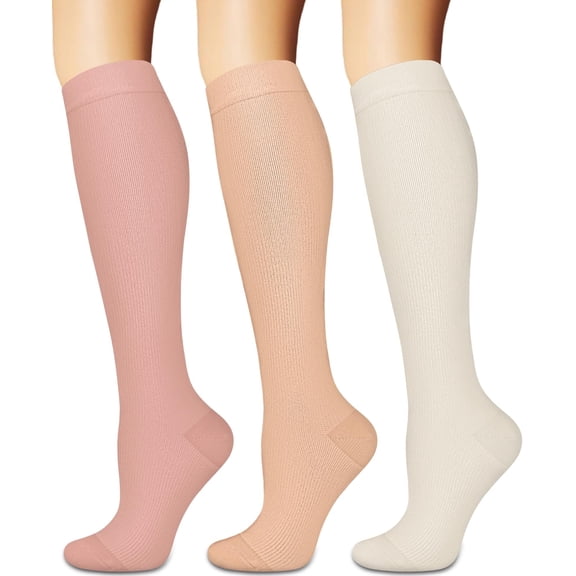 3 Pairs Medical Sport Compression Socks - 15-20mmhg Graduated Knee-High Support for Men & Women, Ideal for Soccer, Running, and Nurses