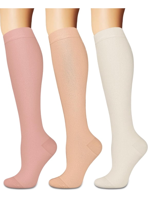 3 Pairs Medical Sport Compression Socks - 15-20mmhg Graduated Knee-High Support for Men & Women, Ideal for Soccer, Running, and Nurses