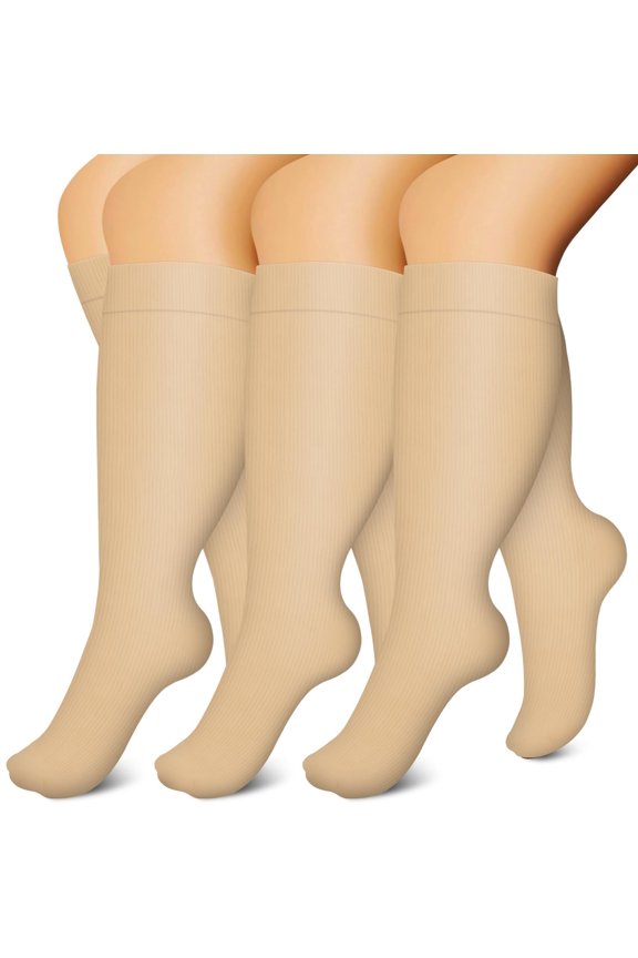3 Pairs Medical Sport Plus Size Compression Socks - 20-30mmHg Graduated Knee-High Support for Men & Women, Ideal for Soccer, Running, and Nurses