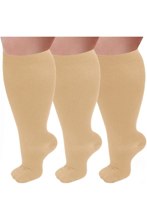 3 Pairs Medical Sport Plus Size Compression Socks - 20-30mmHg Graduated Knee-High Support for Men & Women, Ideal for Soccer, Running, and Nurses