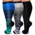thumbnail image 1 of 3 Pairs Medical Sport Plus Size Compression Socks - 20-30mmhg Graduated Knee-High Support for Men & Women, Ideal for Soccer, Running, and Nurses, 1 of 7