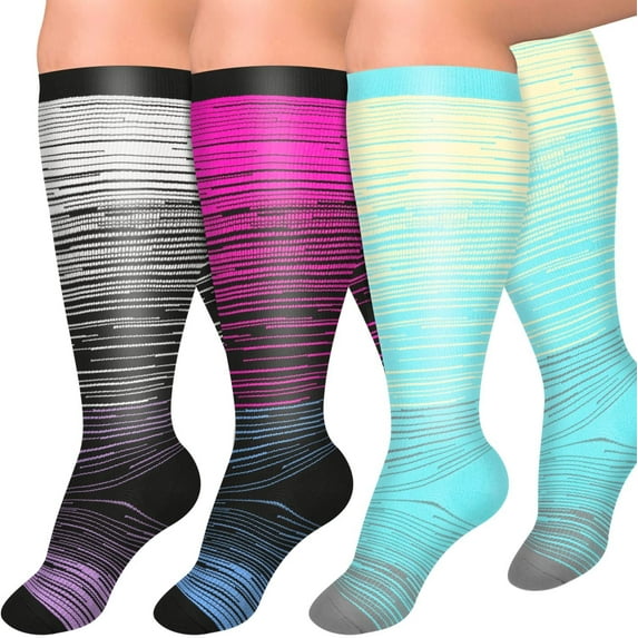 3 Pairs Medical Sport Plus Size Compression Socks - 20-30mmhg Graduated Knee-High Support for Men & Women, Ideal for Soccer, Running, and Nurses