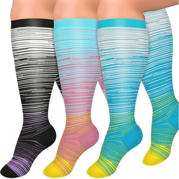 3 Pairs Medical Sport Plus Size Compression Socks - 20-30mmhg Graduated Knee-High Support for Men & Women, Ideal for Soccer, Running, and Nurses