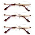 thumbnail image 1 of 3 Pairs Men Full Rimless Reading Glasses Metal Frame- Rectangular Anti Blue Blocker UV Protection Reader with Daimond Cut Clear Lens 2.25, 1 of 5