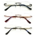 thumbnail image 1 of 3 Pairs Men Full Rimless Reading Glasses Metal Frame- Rectangular Anti Blue Blocker UV Protection Reader with Daimond Cut Clear Lens 2.75, 1 of 4