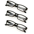 thumbnail image 1 of 3 Pairs Men Lightweight Rectangular Unisex Readers with Spring Hinge - Soft Matte Rubberized Reading Glasses - Spring Hinge, 1 of 3