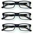 thumbnail image 1 of 3 Pairs Men Lightweight Rectangular Unisex Readers with Spring Hinge - Soft Matte Rubberized Reading Glasses - Spring Hinge, 1 of 2