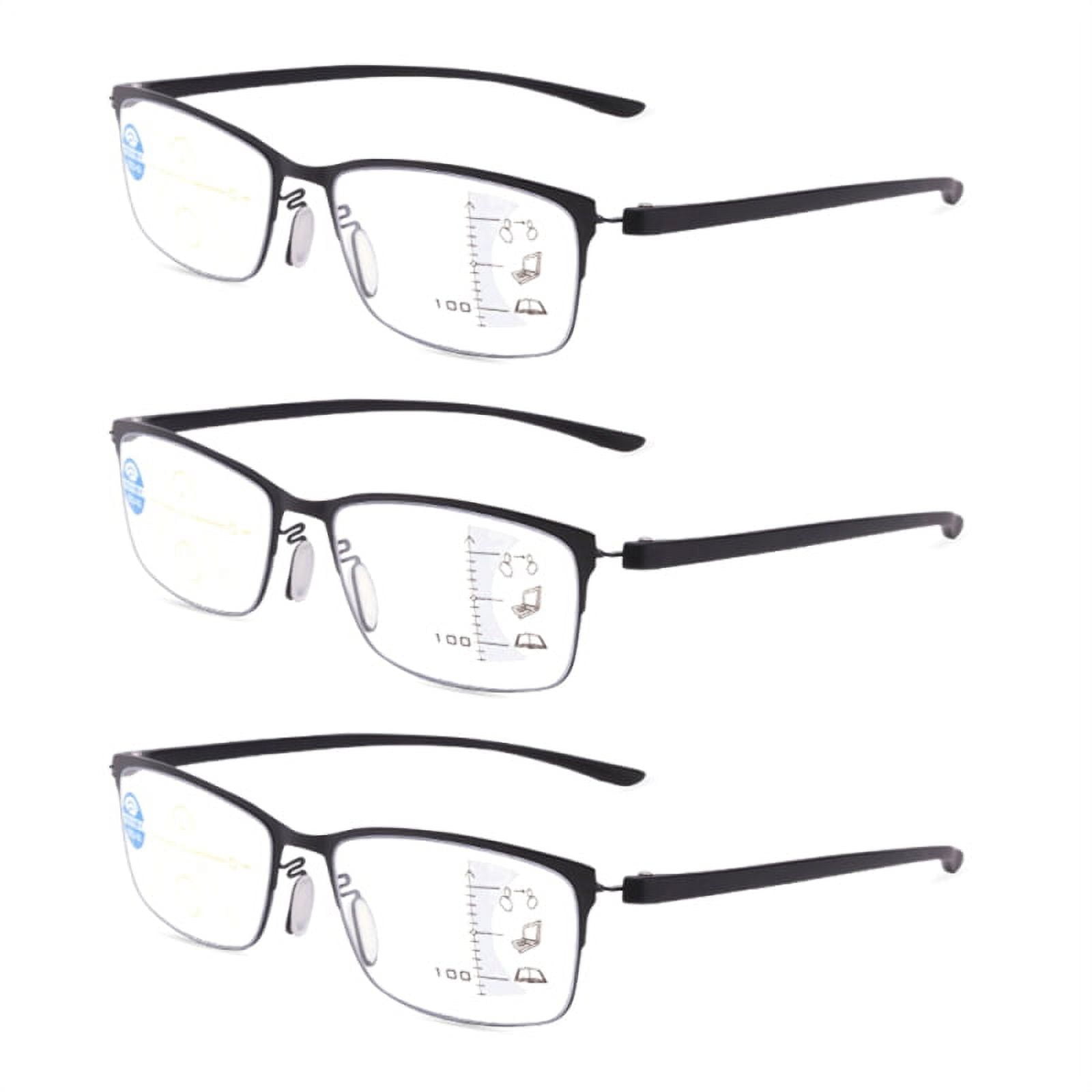 3 Pairs Men Rectangular Multifocal Progressive Reading Glasses Readers