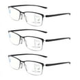 3 Pairs Men Rectangular Multifocal Progressive Reading Glasses Readers