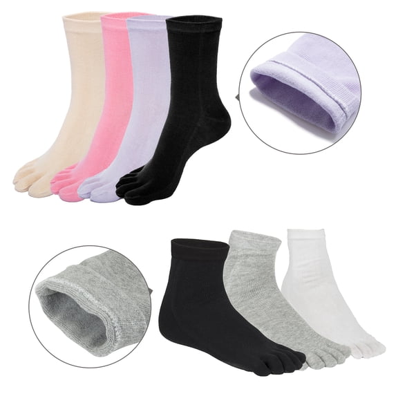 3 Pairs Men Soft Cotton Five Finger Toe Socks Long Sports Running Five Finger Toe Socks, Gray