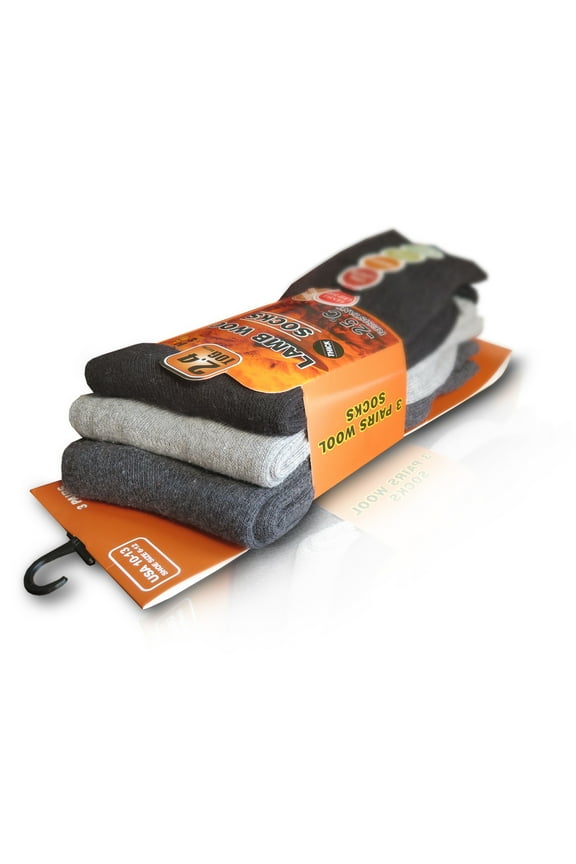 3 Pairs Men Thick Wool Socks - Soft Warm Comfort Casual Crew Winter Socks, Gift Pack Set