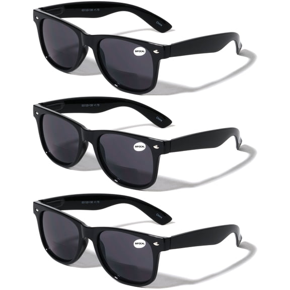 3 Pairs Men Women BIFOCAL Reading Sunglasses - 100% UV Protection Reader Glasses Classic 1.75