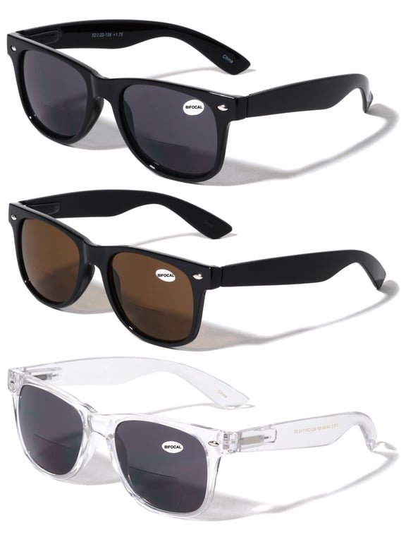 3 Pairs Men Women BIFOCAL Reading -Sunglasses - 100% UV Protection Reader Glasses Classic 2.00