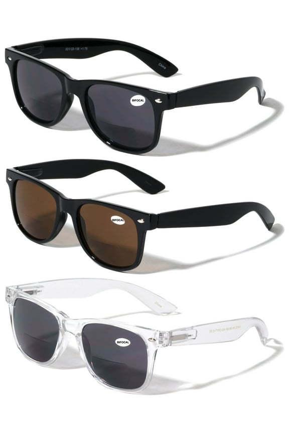 3 Pairs Men Women BIFOCAL Reading -Sunglasses - 100% UV Protection Reader Glasses Classic 2.00