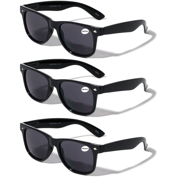 3 Pairs Men Women BIFOCAL Reading Sunglasses - 100% UV Protection Reader Glasses Classic 2.50