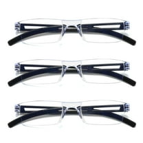 3 Pairs Men Women Rimless Reading Glasses Blue Light Blocking Unisex Reader  0.75