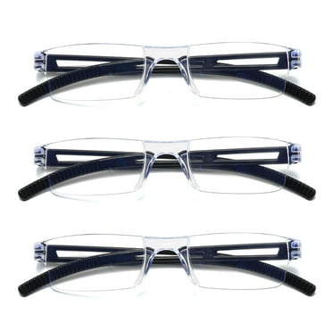3 Pairs Men Women Rimless Reading Glasses Blue Light Blocking Unisex Reader +0.75