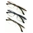 thumbnail image 1 of 3 Pairs Men’s Lightweight Blue Light Blocking Reading Glasses – Rimless Rectangle Readers with Lightly Tinted Lenses +1.50, 1 of 4