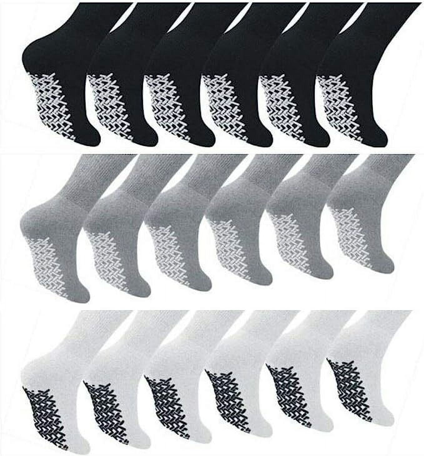 3Pairs Men's Diabetic circulatory Socks "Slipper & GRIPPER" GRAY Fit ShoeSize712