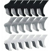 L&H SOCKS 3-Pairs Men's <NON SKID SOLE>Diabetic circulatory Socks "Slipper & GRIPPER" GRAY Fit ShoeSize7-12