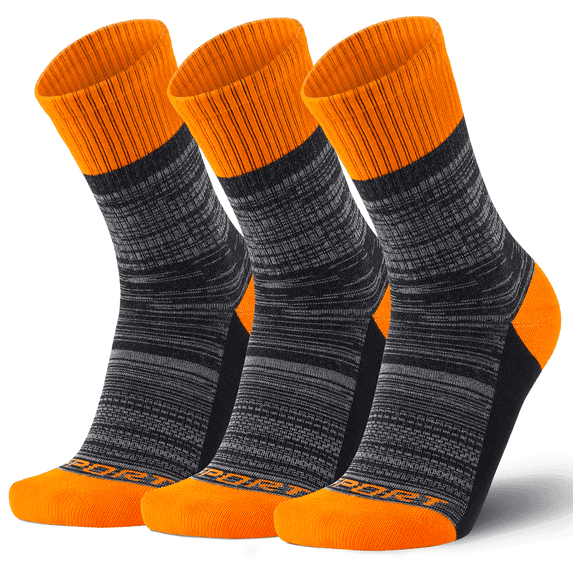 3-Pairs Men's Performance Crew Socks-Moisture Wicking,Arch Support,Elastic Cuff,Terry Cushion For Shock Absorption & Ankle Protection,Y-Shaped Heel For Football,Basketball,Running,Hiking & Training