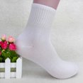 thumbnail image 1 of 3 Pairs Men's Solid Color Middle Socks Comfort Cotton Crew Socks Wicking Breathable Outdoor Hiking Socks White, One Size, 1 of 2