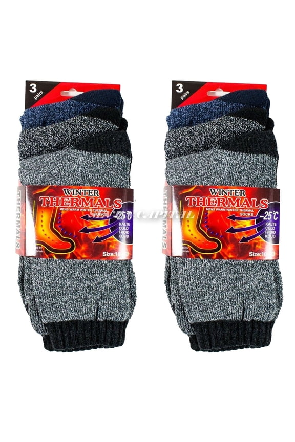 3 Pairs Men's Winter Thermal Super Warm Heated Socks Heavy Duty Boots Size 10-13