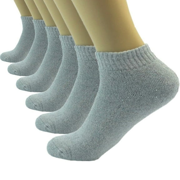 3 Pairs Mens Ankle Quarter Crew Cotton Low Cut Sport Socks Size 9-11 Gray