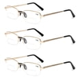 thumbnail image 1 of 3 Pairs Mens Bifocal Half Rimless Gold Reading Glasses Rectangle +1.0~3.5, 1 of 2