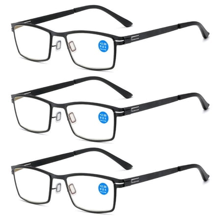 3 Pairs Mens Business Reading Glasses Blue Light Blocking Readers