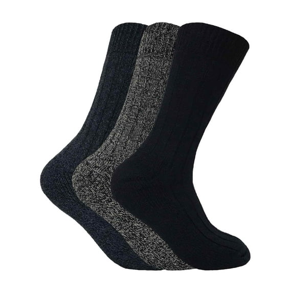 3 Pairs Mens Cushioned Sole Wool Blend Walking Hiking Socks for Boots