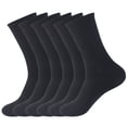 thumbnail image 1 of 3 Pairs Mens Dress Socks Crew Socks Cotton Solid Patterned Cozy Breathable Mid Calf Socks Casual Athletic Socks, Cotton Crew Socks, Soft Breathable Non-Tight Seamless Casual Socks, Black, 1 of 2