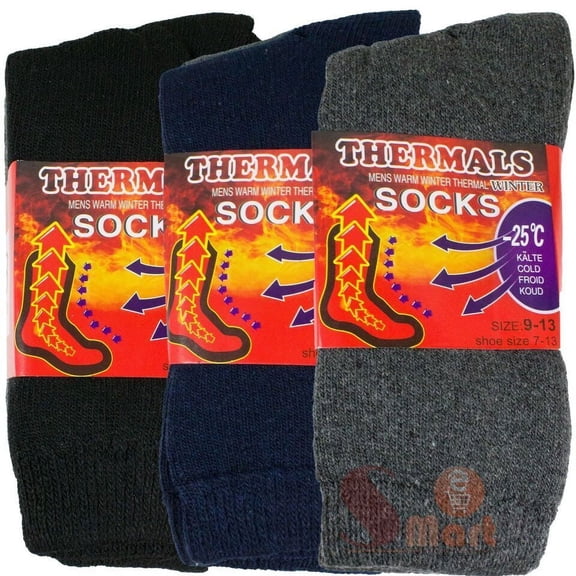 3 Pairs Mens Heavy Duty Thermal Boot Socks Winter Warm Heated Work Crew Sox 9-13