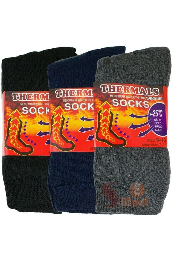 3 Pairs Mens Heavy Duty Thermal Boot Socks Winter Warm Heated Work Crew Sox 9-13