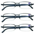 thumbnail image 1 of 3 Pairs Mens Metal Frame Rectangle Half Frame Reading Glasses Classic Readers +3.50, 1 of 6
