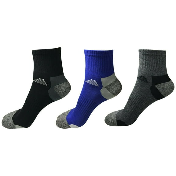 3 Pairs Mens Mid Cut Ankle Quarter Crew Athletic Breathable Sport Cotton Socks 6-12
