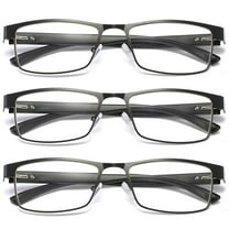 3 Pairs Mens Rectangular Blue Light Blocking Reading Glasses Spring Hinge Readers  0.75