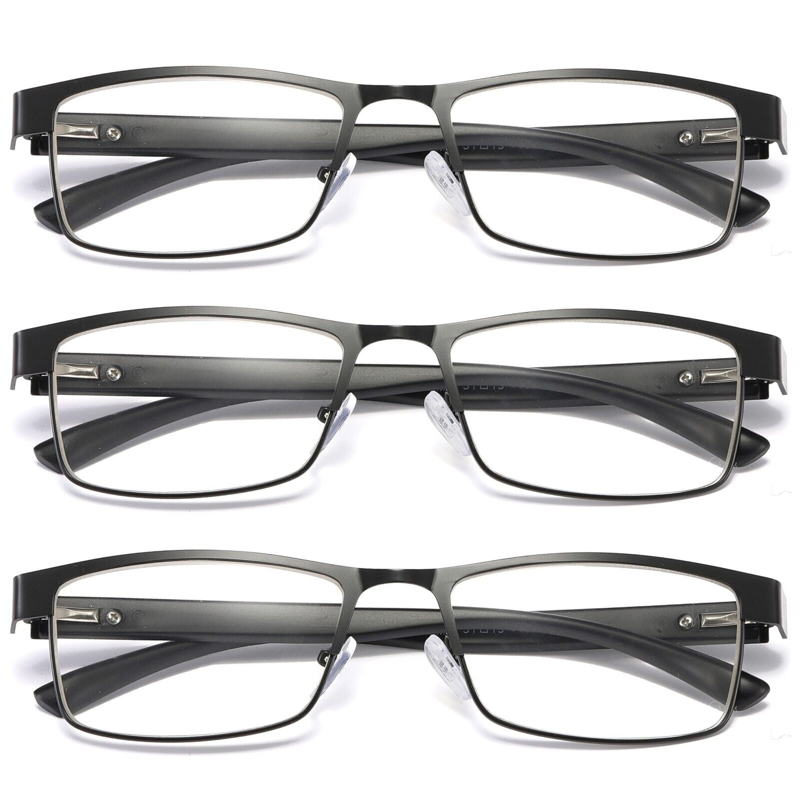 3 pairs mens rectangular blue light blocking reading glasses spring