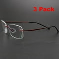 thumbnail image 1 of 3 Pairs of Mens Rimless Rectangle Red Light Weight Reading Glasses 2.50 Anti-blue Light Classic Business Readers Flexible Metal Presbyopic Eyeglasses +2.5, 1 of 5