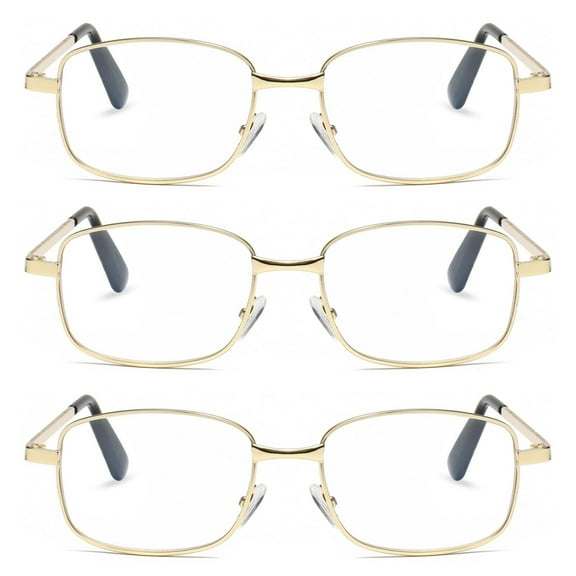 3 Pairs Mens Womens Metal Frame Clear Lens Reading Glasses Fashion Classic Readers +1.00