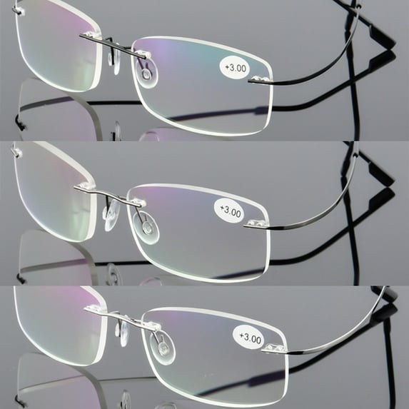 3 Pairs Mens Womens Reading Glasses Titanium Readers +1.00 ~3.00