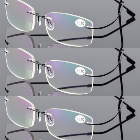 3 Pairs Mens Womens Reading Glasses Titanium Readers +1.00 ~3.00